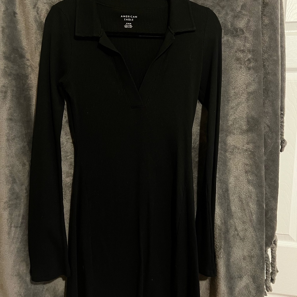 American Eagle Long Sleeve Black Mini Dress